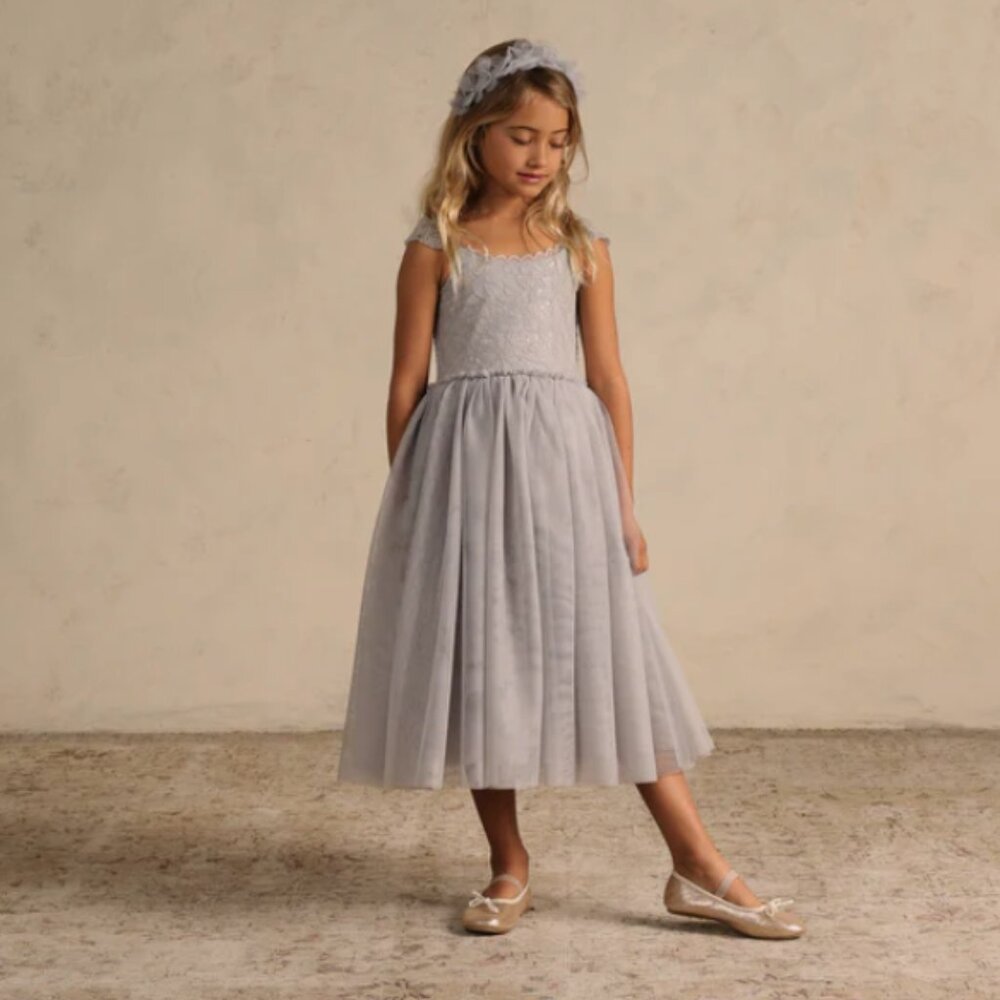 Gray Sleeveless Square Neck Formal Sundress